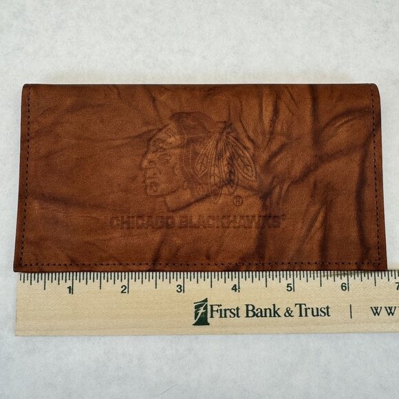 Chicago Blackhawks Rico Genuine Leather Checkbook Cover Wallet NHL Embossed NEW - Picture 9 of 11